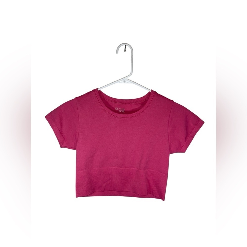 Offline By Aerie Cropped Sidewalk Seamless Shirt Hot Pink